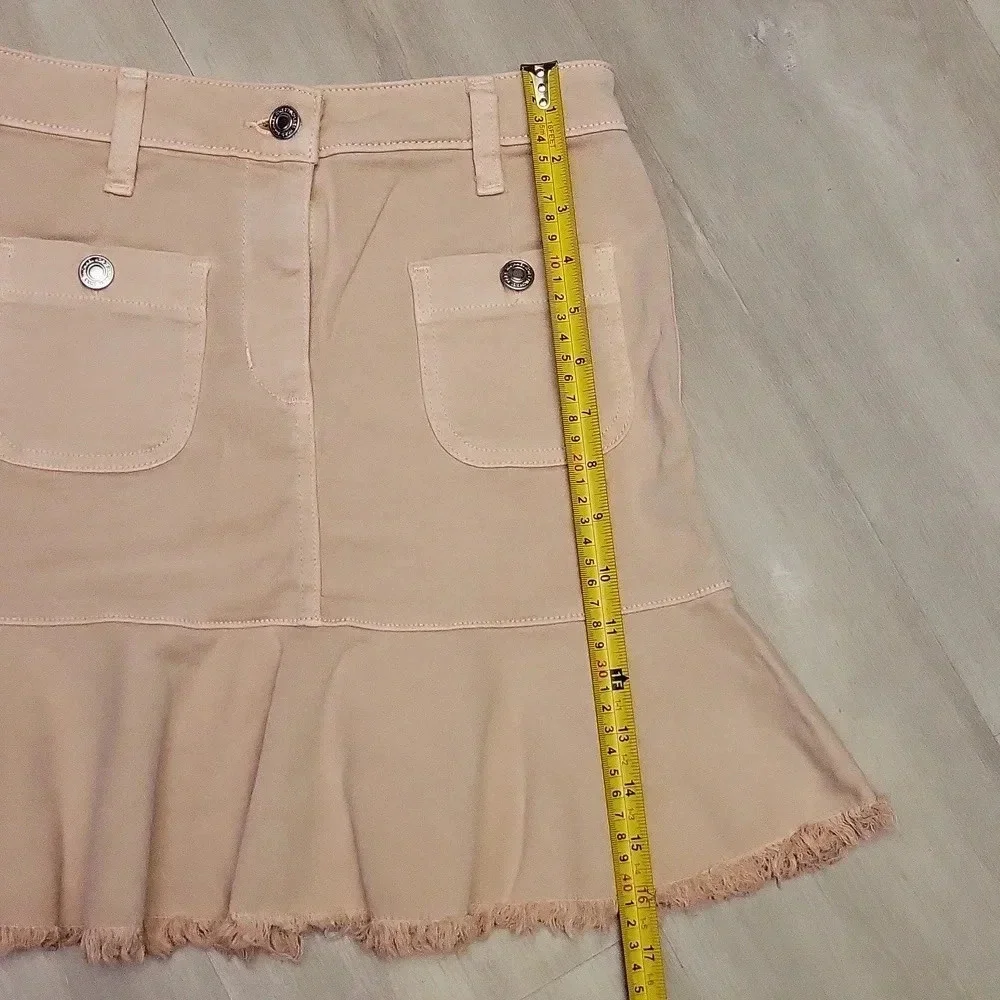 Michael Kors‎ Blush Pink Denim 4 Pocket Zip Fit and Flare Skirt Womens Size 0